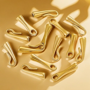 DIY warm golden stainless steel bamboo fish hook connectors for jewelry making