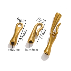 Golden stainless steel bamboo fish hook clasp for DIY jewelry making 6x24mm 7x21mm