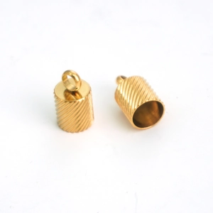 18K gold plated stainless steel textured barrel clasps with spiral pattern for DIY jewelry