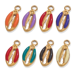 Stainless Steel Conch Shell Charms Colorful Enamel Gold Plated Pendants For DIY Jewelry Making Bracelet Earring Manual Hanging Parts