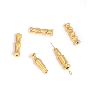 Perline distanziatrici in acciaio dorato a forma di bambù per accessori gioielli DIY