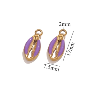 Detailed dimensions of 17mm purple enamel and gold shell pendants for DIY jewelry