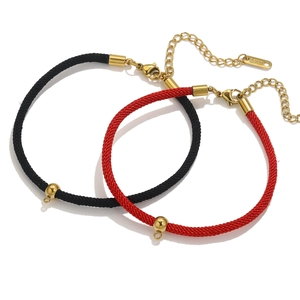 Stainless Steel Hanging Bucket Lobster Clasp Braided Red Black Cord Bracelet For DIY Jewelry Making Woven Hand Rope Unisex Gift