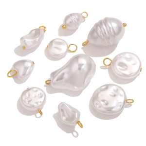 DIY stainless steel gold pearl charms in various shapes for earrings and jewelry making