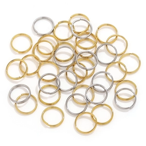 Polished gold and silver stainless steel double layer split rings for DIY jewelry making