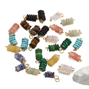 Naturstein-Spiralanhänger aus Tigerauge und Malachit mit Goldschlaufen für DIY-Schmuck