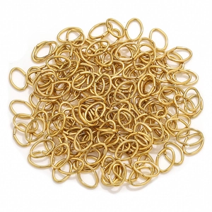 Golden oval stainless steel open jump rings for DIY jewelry making and necklace connectors