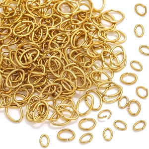 Stainless Steel 18K Gold Plated Oval Egg Shaped Jump Rings DIY Jewelry Making Connecting Rings Open Link Findings