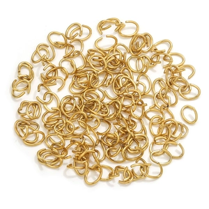 Bulk stack of 18K gold plated stainless steel oval jump rings for DIY jewelry making
