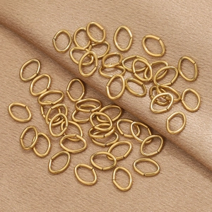 Polished 18K gold-plated stainless steel oval jump rings for DIY jewelry assembly