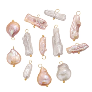 Assorted natural baroque pearl pendants with gold loops for DIY jewelry making