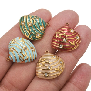 Ensemble de breloques coquillages colorés avec placage or et strass pour bijoux DIY