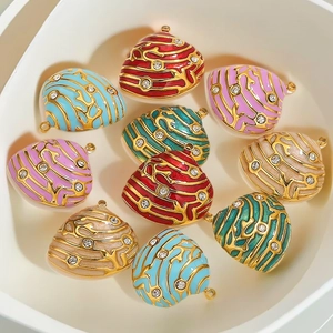 Pendentif Coquillage en Acier Inoxydable Avec Émail Coloré et Strass pour la Fabrication de Colliers et Bracelets DIY