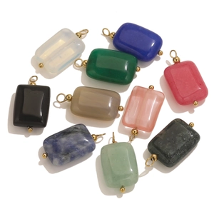 Set de colgantes rectangulares de piedra natural con ganchos dorados para joyería DIY