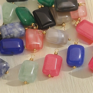Colgante Rectangular de Piedra Natural Con Enganche de Acero Inoxidable Chapado en Oro DIY Accesorio Para Collar Pendientes Pulsera