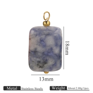 Colgante rectangular de sodalita con gancho de acero inoxidable dorado para bisutería
