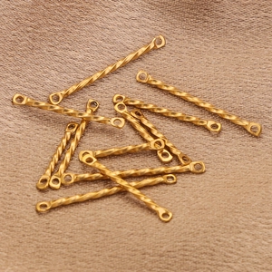 Twisted stainless steel connector bars with double loops for DIY jewelry making
