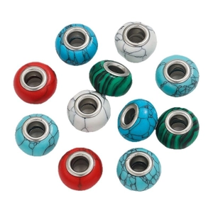 Cuentas espaciadoras de acero inoxidable con textura de piedra para joyería DIY