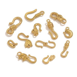 Assorted gold-plated titanium steel hook clasps for DIY jewelry making and bracelet repairs