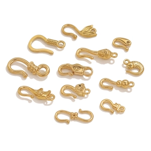 Detailed assortment of 12 gold titanium steel clasps and connectors for jewelry making
