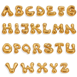 Colgante de Letra del Alfabeto de Globo 3D de Acero Inoxidable Chapado en Oro Lindos Amuletos de Iniciales para Collar DIY Joyería