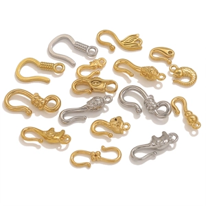 Assorted gold titanium steel S-hooks and connectors for DIY jewelry making