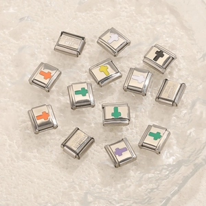 Moduli per bracciali italiani in acciaio inossidabile con croci smaltate colorate