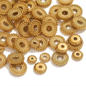 Strukturierte goldene Edelstahl-Zahnrad-Zwischenperlen für DIY-Schmuck und Armbänder