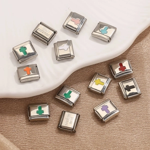 Charm per bracciali italiani in acciaio inossidabile con croci in smalto colorato