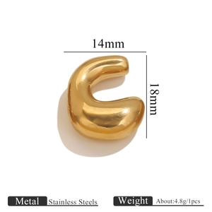 Pendiente de presión de acero inoxidable dorado pulido en forma C de 14x18mm