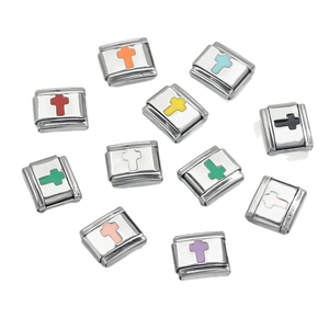 Charm a croce colorati in acciaio inossidabile per bracciali modulari italiani DIY