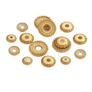 Goldene Edelstahl-Abstandsperlen mit Strukturmustern für die DIY-Schmuckherstellung