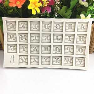 White silicone DIY square 26-uppercase alphabet mold for baking fondant cake and crafts