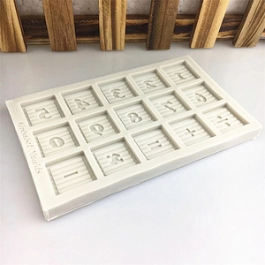 Silicone square number 0-9 and math symbol mold for DIY fondant cake baking decoration