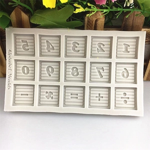 DIY square silicone mold with numbers 0-9 and math symbols for baking and crafts