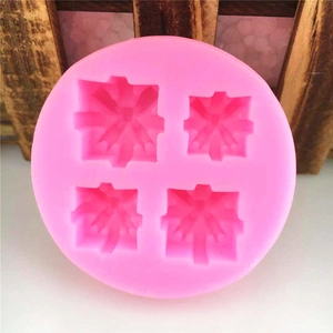 Pink silicone 4-cavity Christmas pine cone and gift box mold for DIY fondant cake
