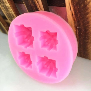 Pink 4-cavity pinecone silicone mold for DIY Christmas fondant cakes and soaps