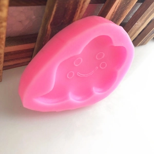 Pink silicone cloud mold with smiling face pattern for DIY baking and handmade soap