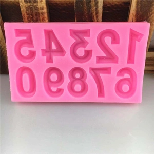 Rosa Silikonform mit Zahlen 0-9 für DIY Backen, Fondant-Kuchen und Schokoladenkreationen