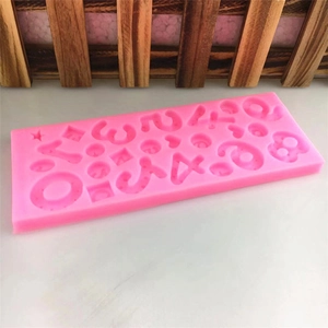 Pink silicone number and heart mold for DIY cake fondant and baking decorations