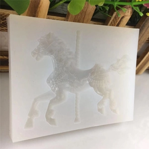 White silicone carousel horse mold for DIY fondant cake decorating and handmade soap making