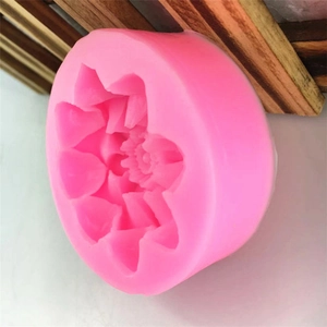 3D lotus shaped pink silicone mold for DIY soap, candle making and cake decorating