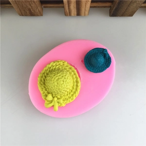 Mini Straw Hat Silicone Fondant Mold DIY Baking Tools For Cake Decoration Chocolate Candy Polymer Clay Bowknot Hat Craft Mold