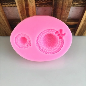 Pink silicone straw hat mold for DIY cake decorating and handmade soap crafts