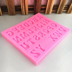 Pink silicone DIY 26 English letters chocolate mold for fondant cakes and baking