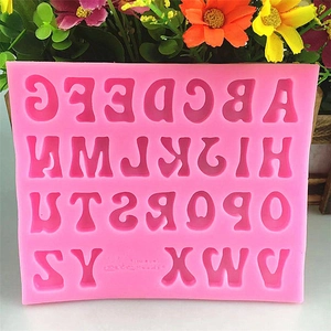 Pink silicone mold with 26 uppercase English letters for DIY chocolate and cake baking