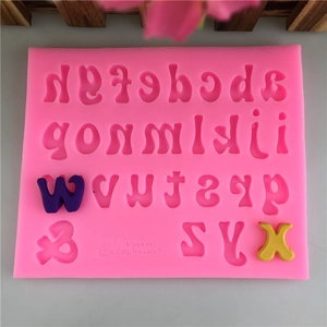 Pink Lowercase Alphabet Silicone Mold For DIY Chocolate Fondant Cake Decoration Baking Tools 26 Letters And Symbol Baking Mold