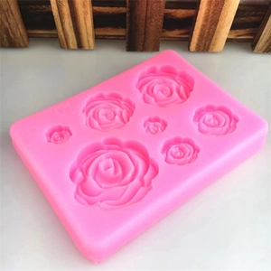 Stampo in silicone rosa con 7 rose di varie dimensioni per decorazioni torte in DIY