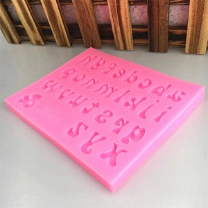 Pink silicone lowercase alphabet mold for DIY chocolate fondant cake decoration