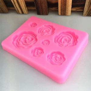 Stampo in silicone rosa con 6 rose per decorazioni di torte fondente fai da te